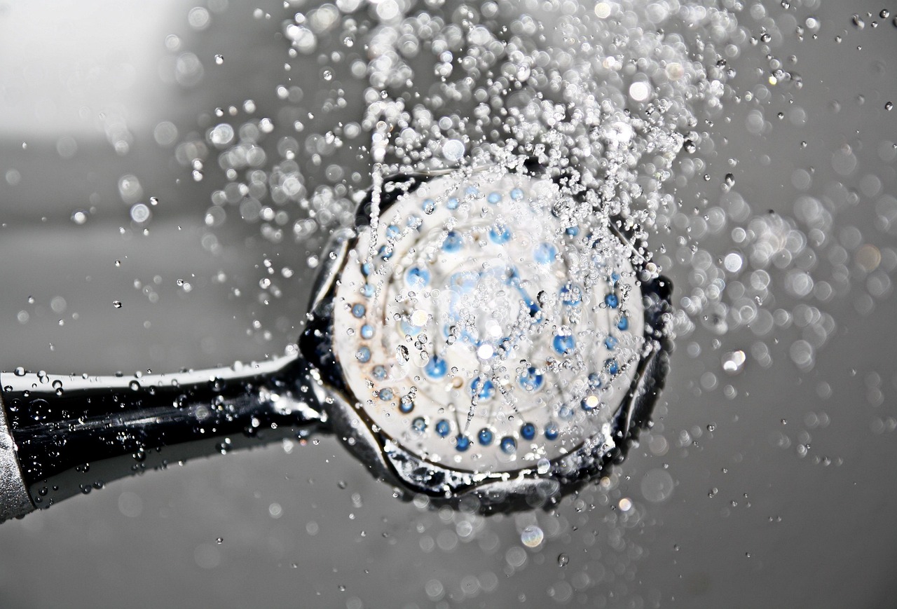 shower, shower head, water, waterdrop, run down, to bathe, hygiene, to wash, nature, personal hygiene, metal, silver, chrome, wet, splash, structure