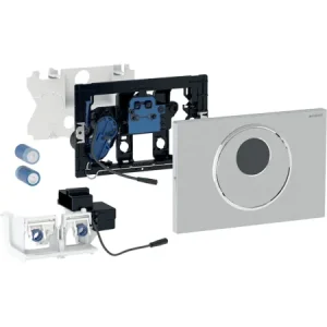 Geberit electronic WC flush control, battery operation, for Sigma concealed cistern 12 cm, with Sigma10 actuator plate, round, automatic / touchless / manual